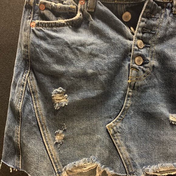 FREE PEOPLE
Destroyed Button Denim Skirt In Harvey - Picture 12 of 15